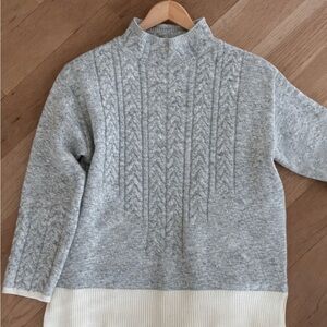Ost Gray and Cream Cowl Neck Sweater